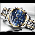 Fngeen Steel Belt Men'S Quartz Calendar Three-Eye Luminous Casual Watcherproof Men Colck. 