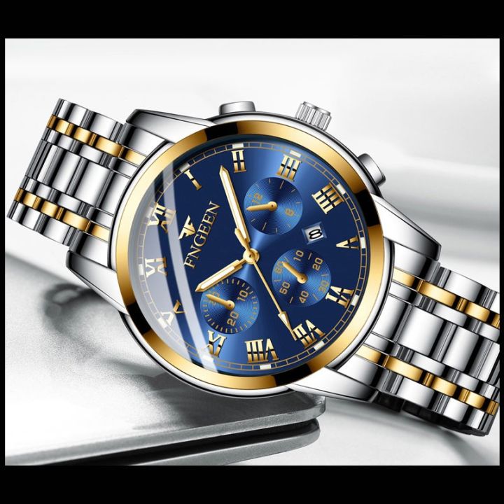 Fngeen%20Steel%20Belt%20Men'S%20Quartz%20Calendar%20Three-Eye%20Luminous%20Casual%20Watcherproof%20Men%20Colck%20-%20Image%203
