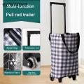 Portable Shopping Cart Portable Folding Grocery Cart with Wheels Waterproof Stair Climbing Trolley Bag for Easy Shopping Collapsible Rolling Cart for 2-in-1 Foldable Shopping Cart.