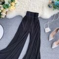 Fishtail Trousers Women Baggy Pants New Wide Leg Ruffled Flare Pants Elastic Waist Pleated White Tulle Pants Thin Spring Wild. 
