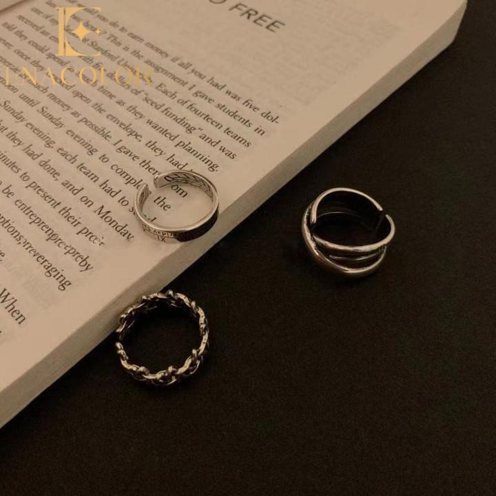 Cool Retro 3Pcs/Set Rings Set Ins Opening Rings Adjust