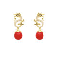 2024 New Natal Year Zodiac Dragon Pearl Earrings Design Sense Festive Premium Sense Dragon Year Stud Earrings Female Eyerings.
