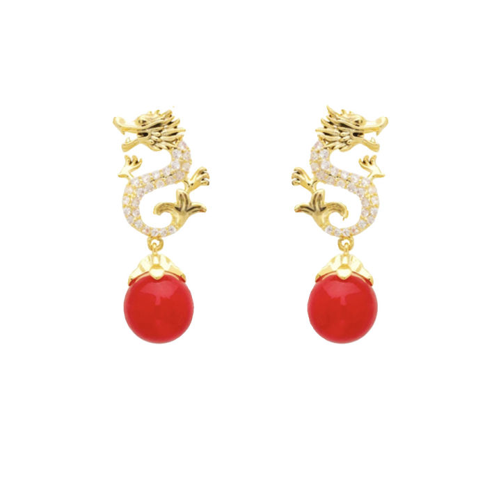 2024%20New%20Natal%20Year%20Zodiac%20Dragon%20Pearl%20Earrings%20Design%20Sense%20Festive%20Premium%20Sense%20Dragon%20Year%20Stud%20Earrings%20Female%20Eyerings%20-%20Image%205