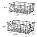 2Pcs Wire Storage Baskets with Handles, Metal Organizer Basket Bins for Home, Office, Nursery, Laundry Shelves Organizer.