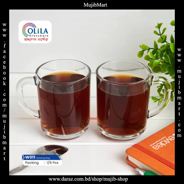 250 ml Crystal Clear Glass Tea/Coffee Mug OLiLA W011 (6 Pieces)