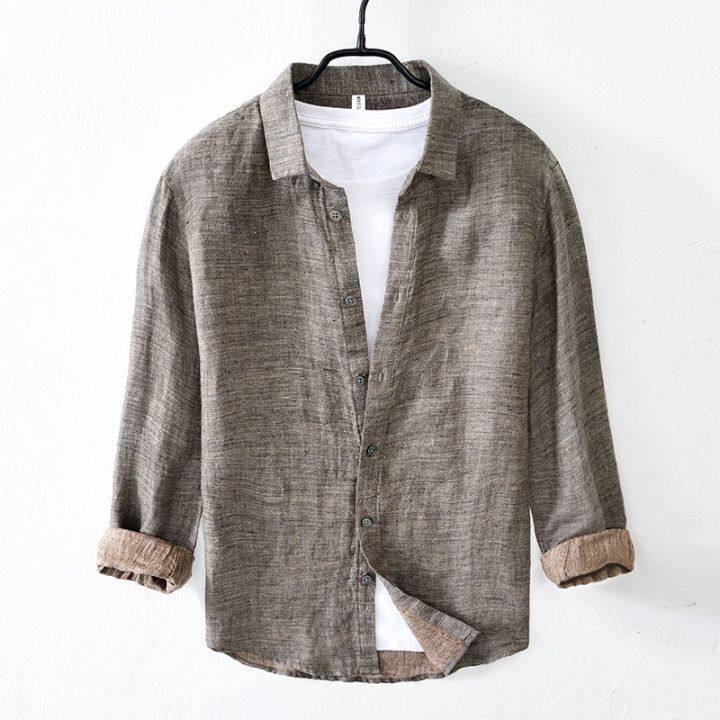 100%25%20Pure%20Linen%20Shirts%20for%20Men%20Long%20Sleeve%20Casual%20Turn-down%20Collar%20Basic%20Classic%20Tops%20Male%20Fashion%20Solid%20Color%20Retro%20Clothing%20-%20Image%203