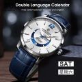 LouisWill Men Watches Gen-uine Leather Casual Fashion Business Watch Men's Fashion Watch Moon Window Watch With Panda Plate Calendar Watch Luminous Waterproof Watch Quartz Watch Belt Watch. 