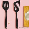 2 Pcs Silicone Slotted Fish Turner Spatula, Spatulas for Non Stick Cookware Baking,Cooking,Heat Resistant,Black. 