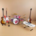 Miniature Drum Set Replica Mini Musical Instrument Model Action Figures Accessory Dollhouse Collection Home Display Decorative.