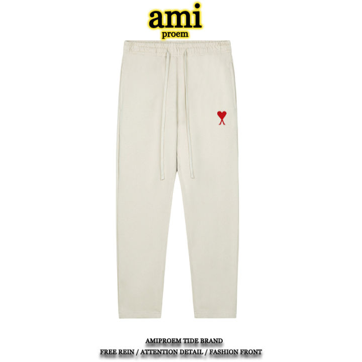 AMI%20prem%20Official%20Pants%20Men's%20Autumn%20New%20Casual%20Sports%20Trousers%20Fashion%20Brand%20Drooping%20Straight%20Wide%20Leg%20Sweatpants%20-%20Image%205