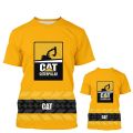 2023 Cool Summer CAT Excavator T-Shirts for Men and Women: Streetwear with 3D Printed Caterpillar Design. 