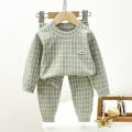 Children's boneless underwear set, baby autumn clothes, autumn pants, boys and girls, home middle-aged children's pajama set. 