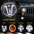 1pcs 12V/24V Motorcycle Headlight 7 Inch V-shape LED Headlight with Turn Signal Lights DRL Hi/Lo Beam Replacement for Jeep Wrangler JK JKU CJ LJ TJ Hummer H1 H2. 
