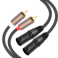 2RCA to 2xLR 3-Core XLR Cable Mixer Power Amplifier 2 RCA to 2 XLR Male HiFi Stereo Audio Connection Mic Cable Active Speaker Microphone Audio Cable.