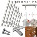 20 pcs 4'' /Drawer, Cabinet Handle / Hollow Tube T-Bar Stainless Steel Furniture Door Handles Brushed Nickel Drawer Pulls. 