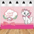 120x80cm Disney Marie Aristocats Backdrop Marie Cat Baby Shower Girl Birthday Party Vinyl Photography Background Photo Wall. 