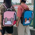 Women Backpack 3D Jump Style 2D Drawing Cartoon Back Bag Comic Messenger Cute Student Backpack Bags Unisex Knapsack Bolos.