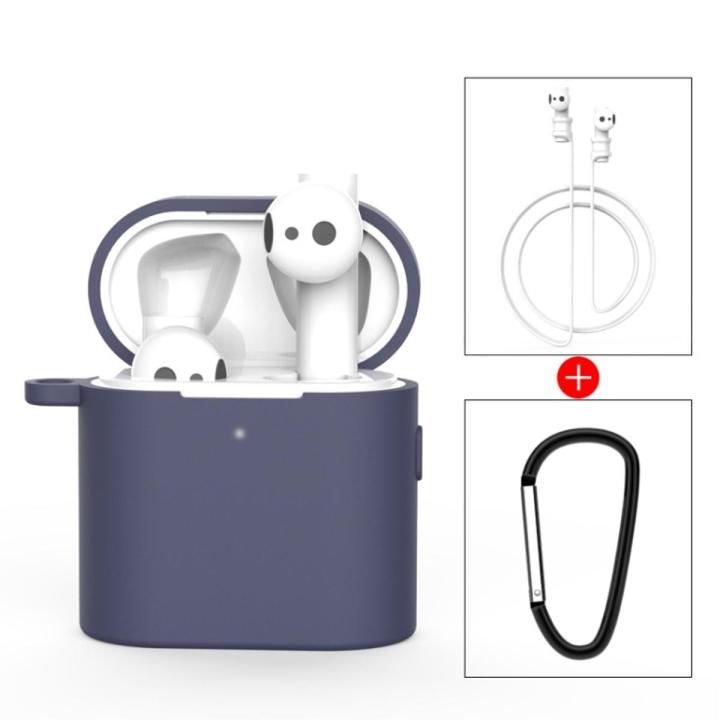 (COD)3 PCS For Xiaomi Air 3 in 1 Earphone Silicone Protective Case + Anti-lost Rope + Hook Set