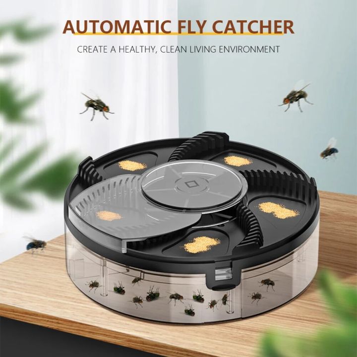 Automatic Flycatcher Fly Trap Electric Pest Catcher Indoor Outdoor Insect Killers for Kitchen Home USB Rechargeable Fly Catcher