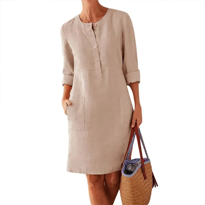 Jocoo%20Jolee%20Vintage%20Straight%20Dress%20Long%20Sleeve%20Oversized%20Mini%20Dress%20Women%20Casual%20Soild%20Long%20Sleeve%20Cotton%20and%20Linen%20Tunic%20Dress%20-%20Image%205