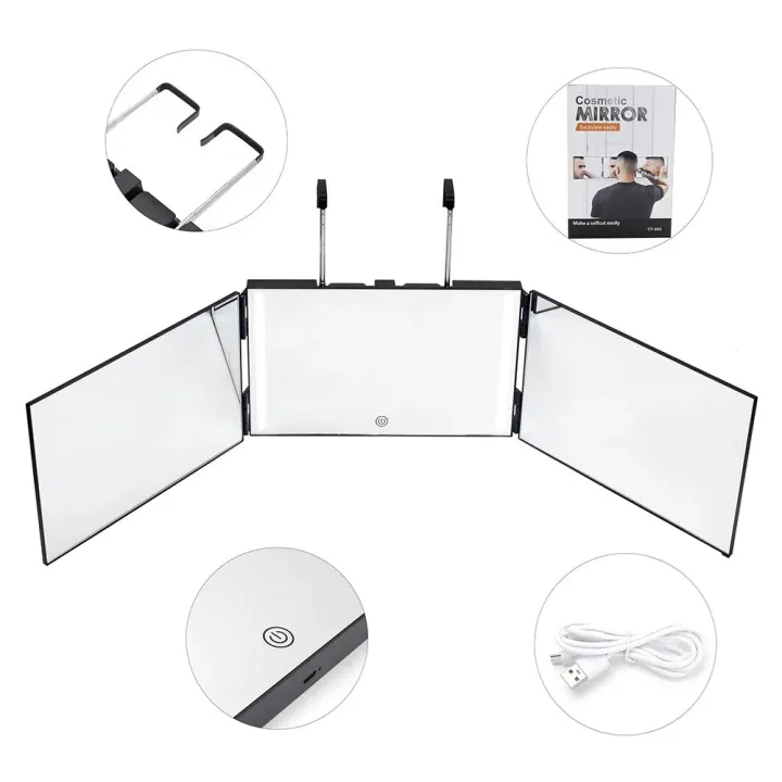 3%20Way%20Mirror%20for%20Self%20Hair%20Cutting%20360%C2%B0%20Mirror%20with%20LED%20Lights,%20Trifold%20Self%20Haircut%20Mirror%20Rechargeable%20with%20Height%20Adjustable%20-%20Image%203