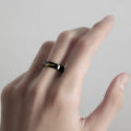 925 sterling silver ring for men, trendy, simple and personalized, single men's black gold adjustable index finger men's ring. 