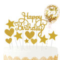 GC 1 Set Of Glittering Paper Cake Inserts Birthday Cake Decoration With Star Heart size:Rose Golden suit.