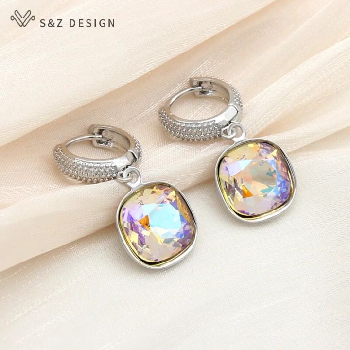 S%20Z%20DESIGN%20New%20Fashion%20Colorful%20Square%20Crystal%20Dangle%20Earrings%20For%20Women%20Wedding%20Jewelry%20Gift%20585%20Rose%20Gold%20Color%20Eardrop%20-%20Image%207