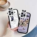 Jizetin for OPPO A31 2020 Back Cover Black Purple Butterfly Square Camera Hole Shockproof Protection Soft Silicone Phone Case.