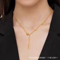 New Vietnamese sand gold small waist necklace for women, light luxury, high-end, Chinese style gold gift for girlfriend.