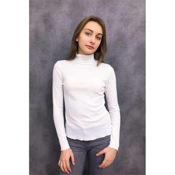 Full Sleeve Cotton High Neck for Women White