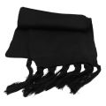 Black Wool Blend Muffler With Watermark Design. 