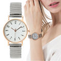 Women's Fashion Simple Digital Design Quartz Watch Casual Stainless Steel Stretch Buckleless Strap Ladies Clock Dress Watches. 