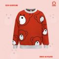 Bear alarround kids boy sweatshirt long sleeve red 100% cotton. 