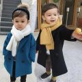 Spring Boys Jackets Child Girl Woolen Double-breasted Baby Trench Coat Lapel Autumn Kids Outerwear Winter Wool Overcoat.