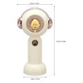 Handheld Fan Creamy White 3 Speed Mode Mist Spray USB Charge Base Design Mini Portable Fan for Home School Office ABS PP.