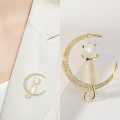Moon Cat  Pearls Hijab pin for Girls and Women's. 