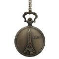 DEFFRUN Vintage Eiffel Tower Pattern PARIS Chain Retro Pocket Watch -. 