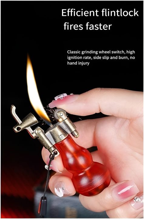 New Creative Shape Transparent Warehouse Mini Gourd-Shaped Wheel Lighter Butane Lighter Inflatable Lighter Daily Necessities Lighter Lighter Cigarette Accessories Home Garden Kawaii Lighter Unlimited