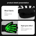 Luminous Skull Gloves/Women Knitted Warm Fingerless Gloves/Party Props For Halloween, Day of the Dead, Cosplay. 