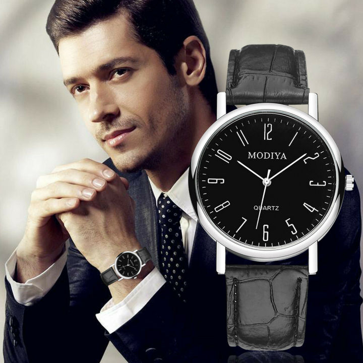 Trend Men's Watch Creative Dial Roman Scale Belt Classic Leather Strap Business Men's Quartz Watch Gift