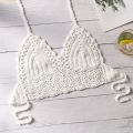 New Bikini Crop Top Women Crochet Boho Beach Camisoles Bikini Bralette Halter Cami Knitted Bra Backless Beachwear Tank Top. 