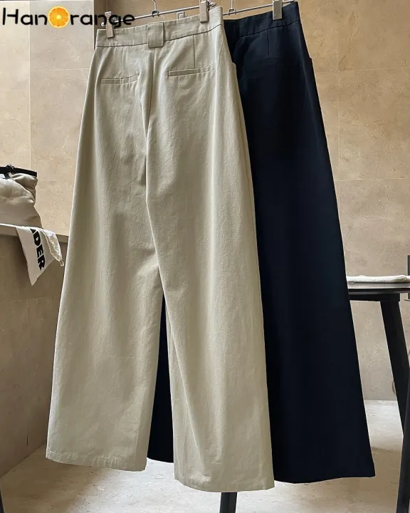 HanOrange%202024%20Spring%20Fashion%20Double%20Pleated%20Design%20Wide%20Leg%20Pants%20Women%20Lazy%20Loose%20Silhouette%20High%20Waist%20Casual%20Trousers%20Female%20-%20Image%203