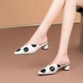 New wave point fashion mid-heel women's shoes half drag thick heel women's sandals bridal party slippers. 