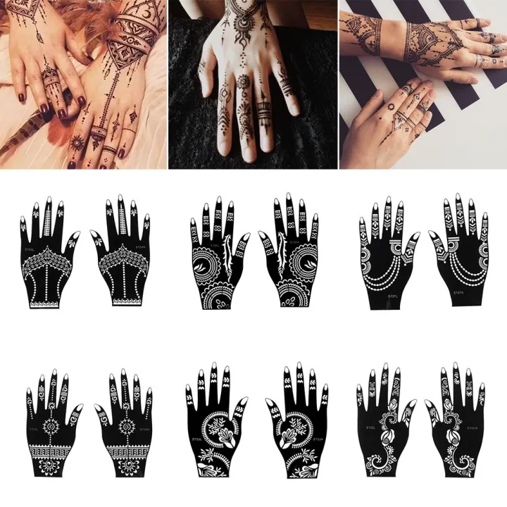 1%20Pairs%20Henna%20Tattoo%20Stencil%20Temporary%20Hand%20Tattoo%20Body%20Art%20Sticker%20Template%20Indian%20Wedding%20Painting%20Henna%20Kit%20Tool%20Amour%20zii%20-%20Image%202