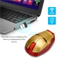 Mute Mouse 2.4Ghz Super Hero Computer Mouse Iron Man Wireless Mouse Led Battery Powered Optical Gaming Mice with Nano USB Receiver 1600DPI Silent Mouse for Notebook, PC, Laptop. 