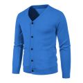 Mens Casual Button Solid V Neck Slim Fit Warm Sweater Cardigan Coat Men Sweeter Cotton Sweater Medium Cardigan.