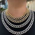 【Beiver Jewelry Store  】Hip Hop Miami Curb Iced Out Cuban Chain Necklace Paved Rhinestones CZ Bling Necklaces For Men Jewelry. 