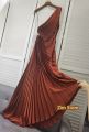 With Label ALC** Summer/Autumn Women Dress Polyester Asymmetry One-Shoulder Brown Hole Ankle-Length Vintage High Waist. 