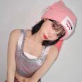 KPOP LE SSERAFIM Sakura ChaeWon Pink Knitted Hat INS Style Wool Rabbit Ear Hat Winter Warm Decorative Cap Couple Christmas Gifts. 